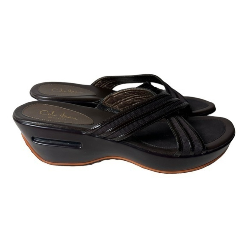 Cole Haan Nike Air Vela Series Brown Wedge Slide-In Sandals Size 8AA